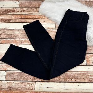 NYDJ Women's Legging Skinny Jeans Sz 8 Black Rhinestone Made USA Lift Tuck Tech